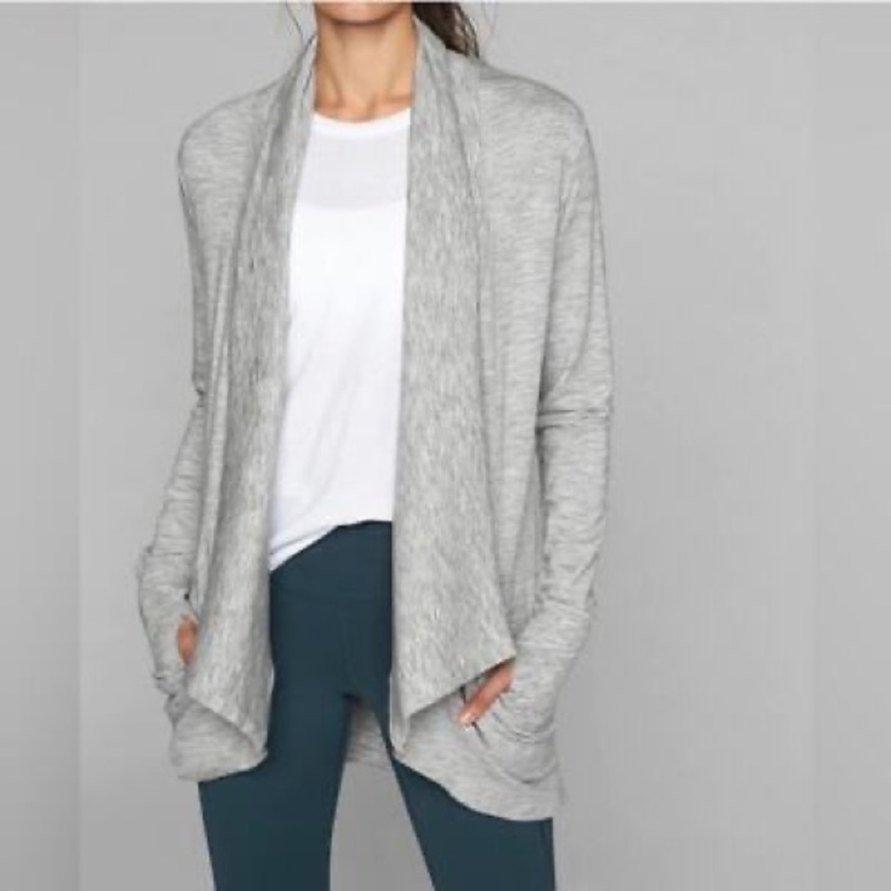 Athleta pranayama wrap open front cardigan. Pockets and drawstrings